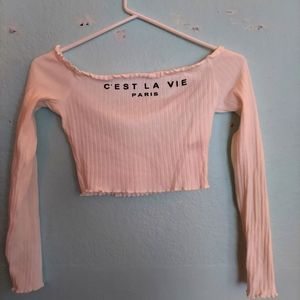 White long sleeve crop top
